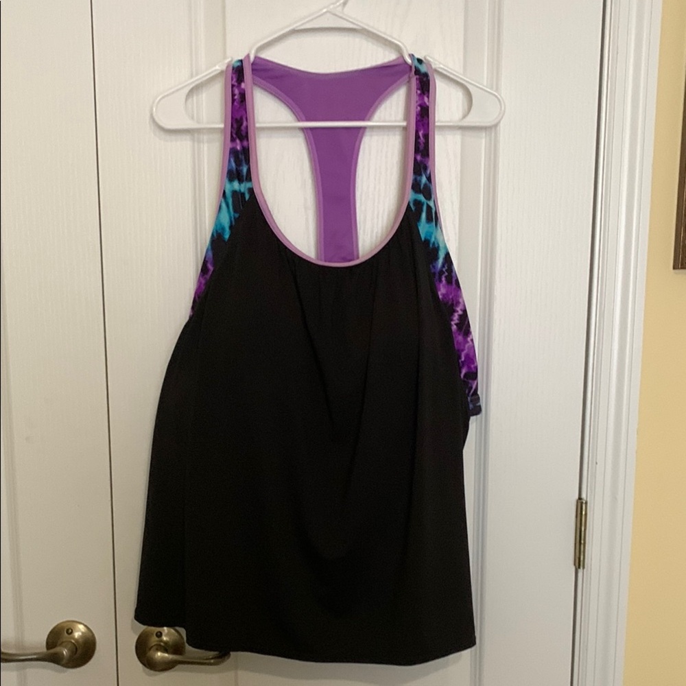 ZeroXposur Black and Purple Swim Top